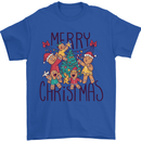 Gingerbread Man Merry Christmas Mens T-Shirt Cotton Gildan Royal Blue