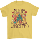 Gingerbread Man Merry Christmas Mens T-Shirt Cotton Gildan Yellow