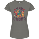 Gingerbread Man Merry Christmas Womens Petite Cut T-Shirt Charcoal