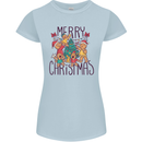 Gingerbread Man Merry Christmas Womens Petite Cut T-Shirt Light Blue