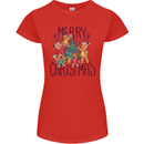 Gingerbread Man Merry Christmas Womens Petite Cut T-Shirt Red