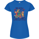 Gingerbread Man Merry Christmas Womens Petite Cut T-Shirt Royal Blue