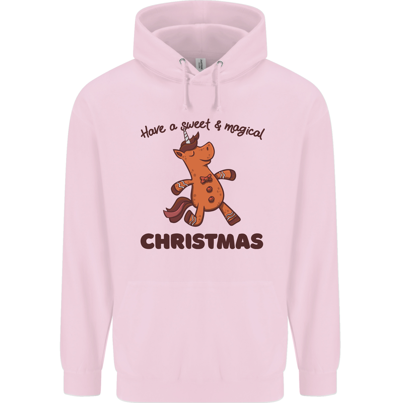 Gingerbread Man Unicorn Christmas Childrens Kids Hoodie Light Pink