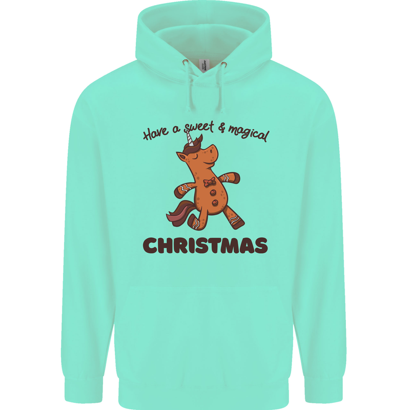 Gingerbread Man Unicorn Christmas Childrens Kids Hoodie Peppermint