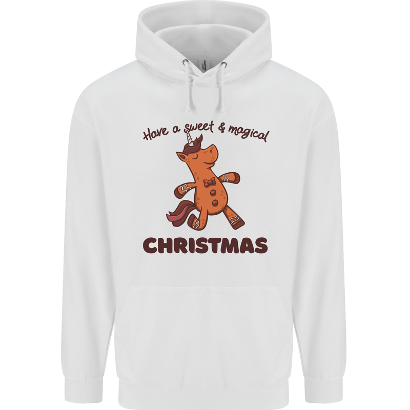 Gingerbread Man Unicorn Christmas Childrens Kids Hoodie White