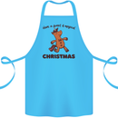 Gingerbread Man Unicorn Christmas Cotton Apron 100% Organic Turquoise