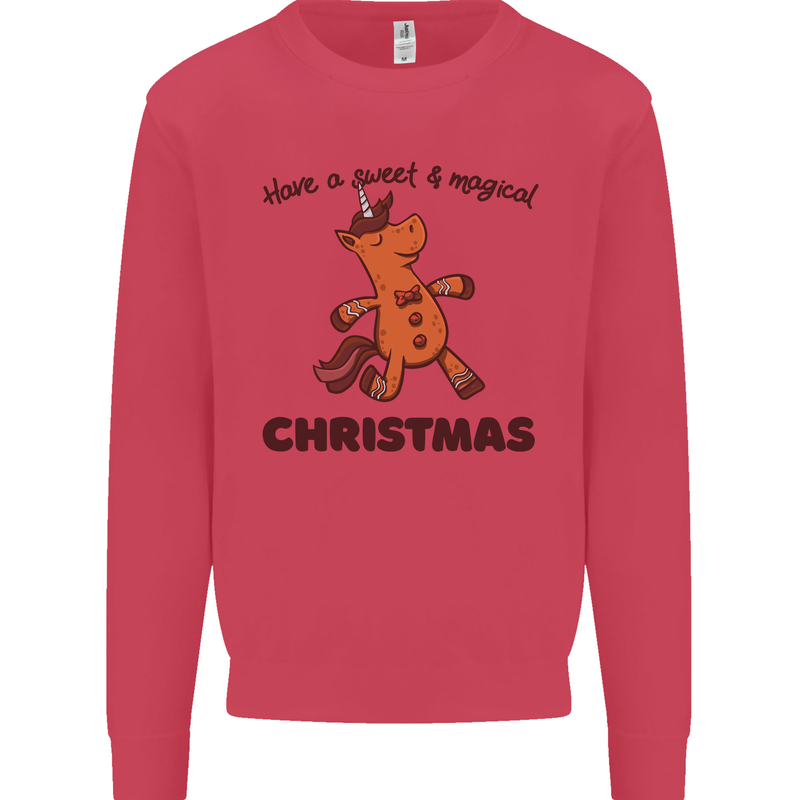 Gingerbread Man Unicorn Christmas Kids Sweatshirt Jumper Heliconia