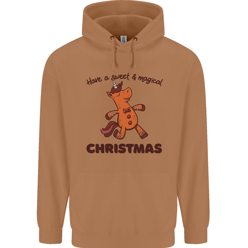 Gingerbread Man Unicorn Christmas Mens 80% Cotton Hoodie Caramel Latte