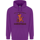 Gingerbread Man Unicorn Christmas Mens 80% Cotton Hoodie Purple