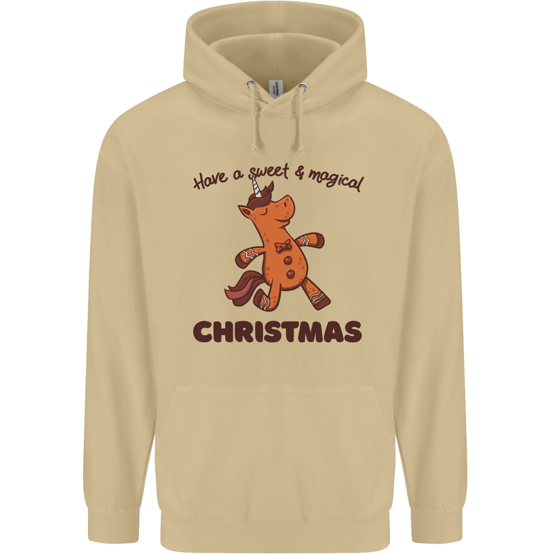 Gingerbread Man Unicorn Christmas Mens 80% Cotton Hoodie Sand