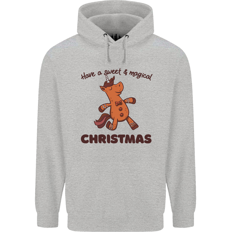 Gingerbread Man Unicorn Christmas Mens 80% Cotton Hoodie Sports Grey