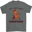 Gingerbread Man Unicorn Christmas Mens T-Shirt Cotton Gildan Charcoal