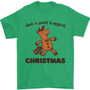 Gingerbread Man Unicorn Christmas Mens T-Shirt Cotton Gildan Irish Green