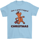 Gingerbread Man Unicorn Christmas Mens T-Shirt Cotton Gildan Light Blue