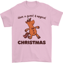 Gingerbread Man Unicorn Christmas Mens T-Shirt Cotton Gildan Light Pink
