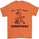 Gingerbread Man Unicorn Christmas Mens T-Shirt Cotton Gildan Orange
