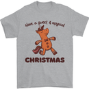 Gingerbread Man Unicorn Christmas Mens T-Shirt Cotton Gildan Sports Grey