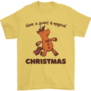 Gingerbread Man Unicorn Christmas Mens T-Shirt Cotton Gildan Yellow
