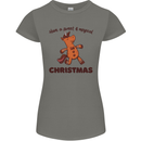 Gingerbread Man Unicorn Christmas Womens Petite Cut T-Shirt Charcoal