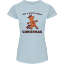 Gingerbread Man Unicorn Christmas Womens Petite Cut T-Shirt Light Blue