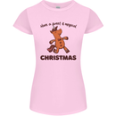 Gingerbread Man Unicorn Christmas Womens Petite Cut T-Shirt Light Pink