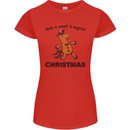 Gingerbread Man Unicorn Christmas Womens Petite Cut T-Shirt Red