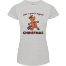 Gingerbread Man Unicorn Christmas Womens Petite Cut T-Shirt Sports Grey