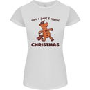 Gingerbread Man Unicorn Christmas Womens Petite Cut T-Shirt White