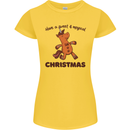 Gingerbread Man Unicorn Christmas Womens Petite Cut T-Shirt Yellow