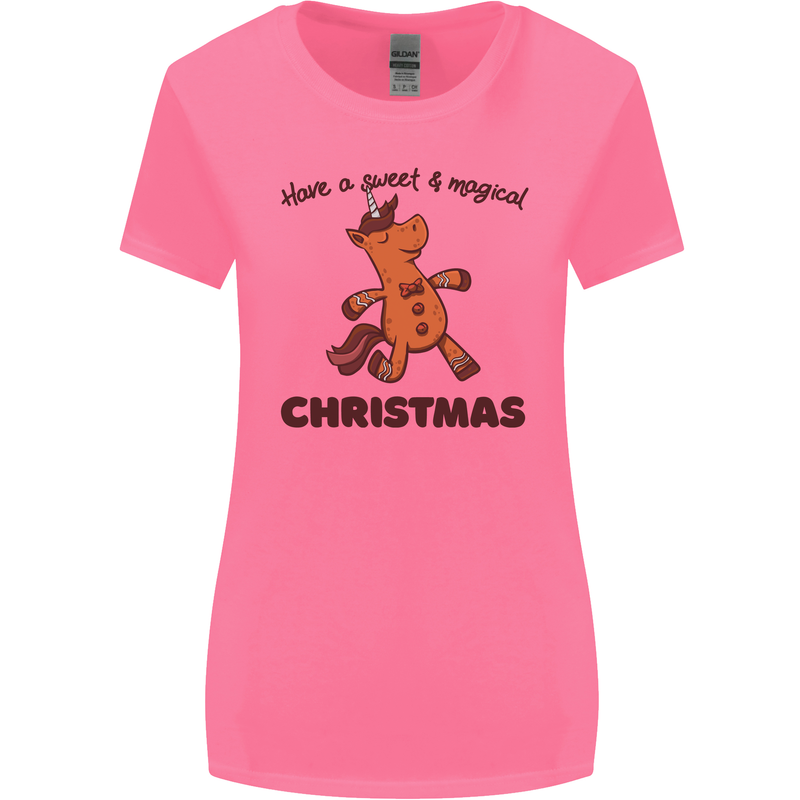 Gingerbread Man Unicorn Christmas Womens Wider Cut T-Shirt Azalea