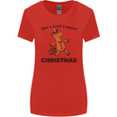 Gingerbread Man Unicorn Christmas Womens Wider Cut T-Shirt Red
