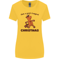 Gingerbread Man Unicorn Christmas Womens Wider Cut T-Shirt Yellow