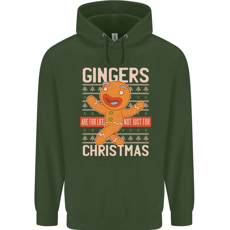 Gingers Are for Life Not Just for Christmas Childrens Kids Hoodie Forest Green