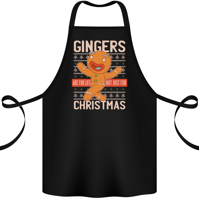 Gingers Are for Life Not Just for Christmas Cotton Apron 100% Organic Black