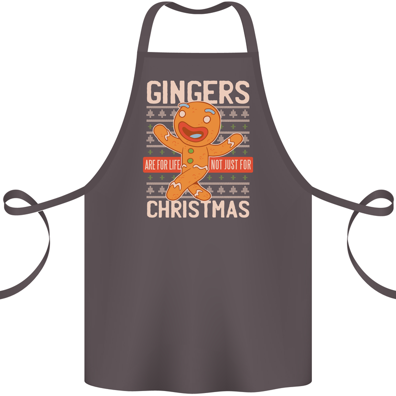 Gingers Are for Life Not Just for Christmas Cotton Apron 100% Organic Dark Grey