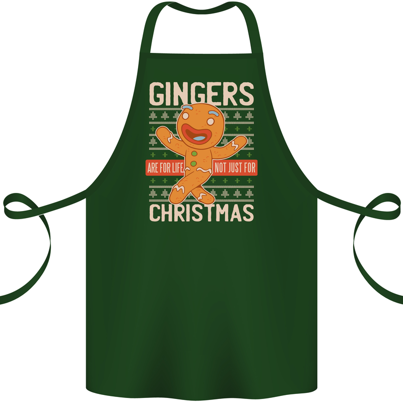 Gingers Are for Life Not Just for Christmas Cotton Apron 100% Organic Forest Green