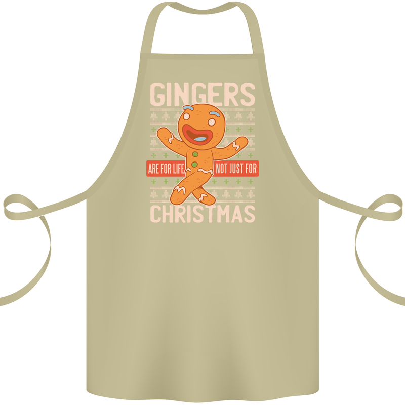 Gingers Are for Life Not Just for Christmas Cotton Apron 100% Organic Khaki