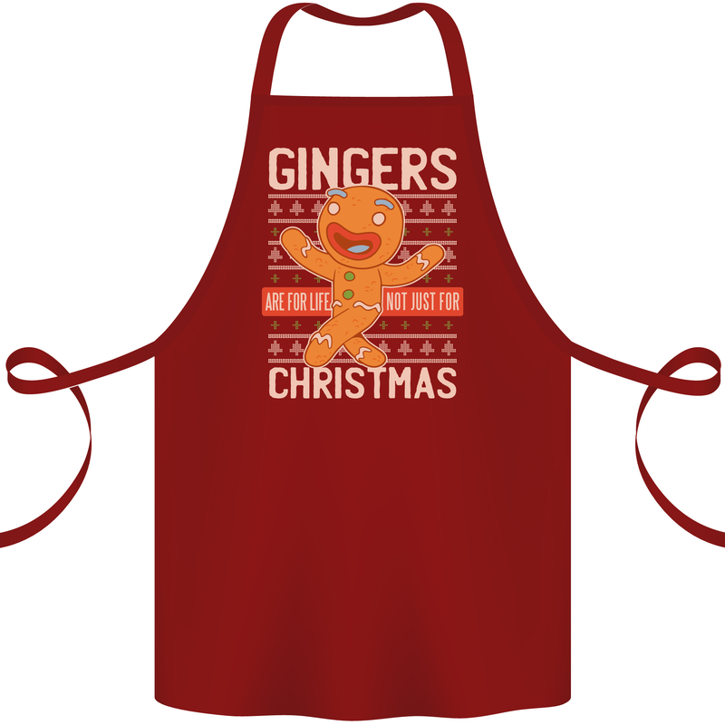 Gingers Are for Life Not Just for Christmas Cotton Apron 100% Organic Maroon