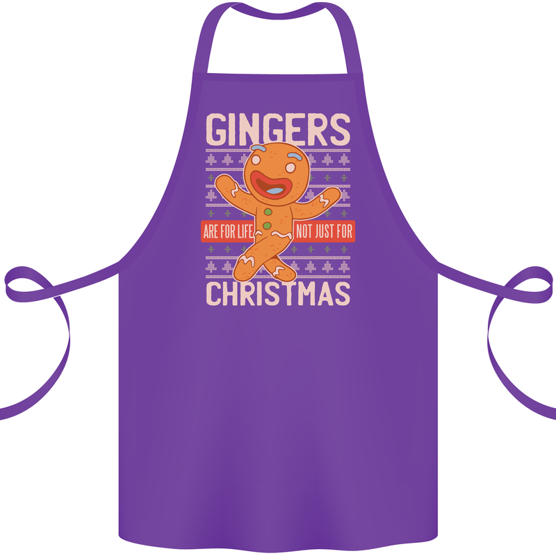 Gingers Are for Life Not Just for Christmas Cotton Apron 100% Organic Purple