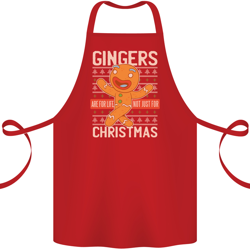 Gingers Are for Life Not Just for Christmas Cotton Apron 100% Organic Red