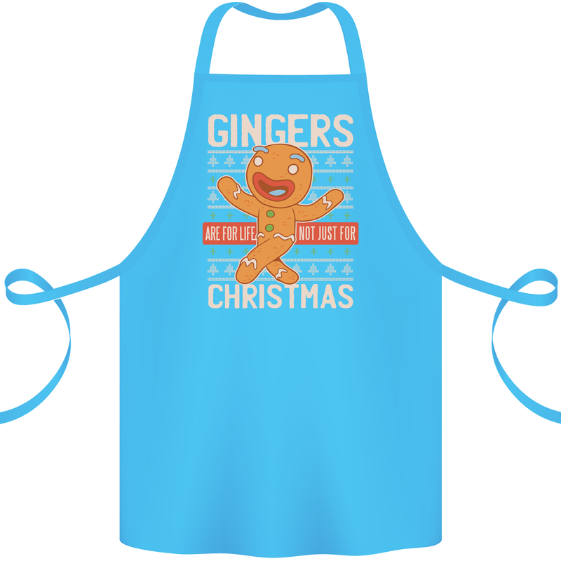 Gingers Are for Life Not Just for Christmas Cotton Apron 100% Organic Turquoise