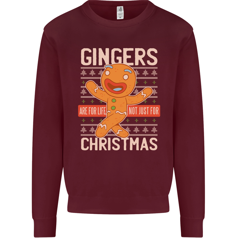 Gingers Are for Life Not Just for Christmas Kids Sweatshirt Jumper Maroon