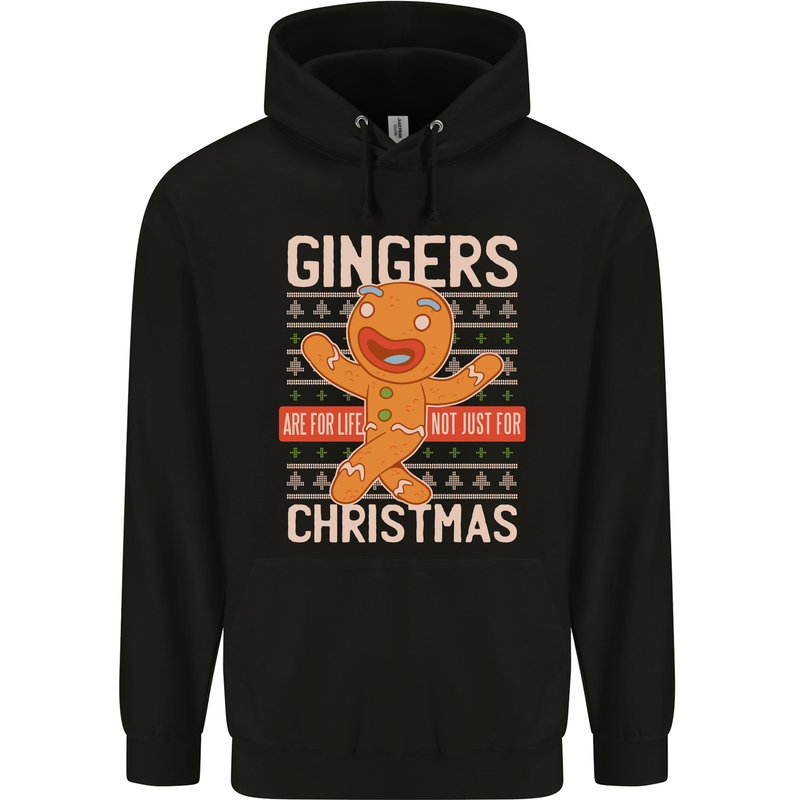 Gingers Are for Life Not Just for Christmas Mens 80% Cotton Hoodie Black