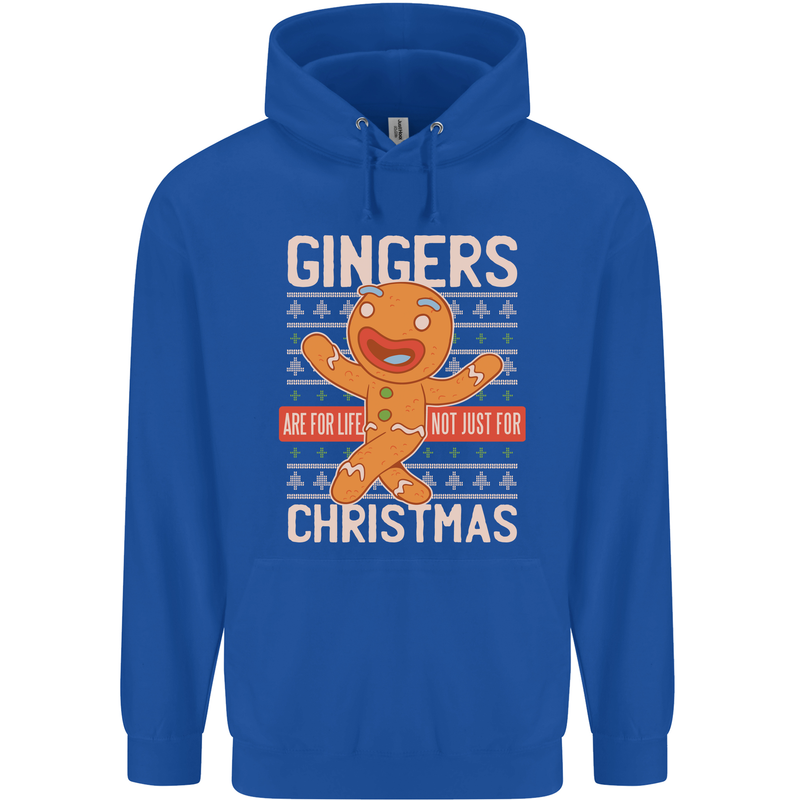 Gingers Are for Life Not Just for Christmas Mens 80% Cotton Hoodie Royal Blue
