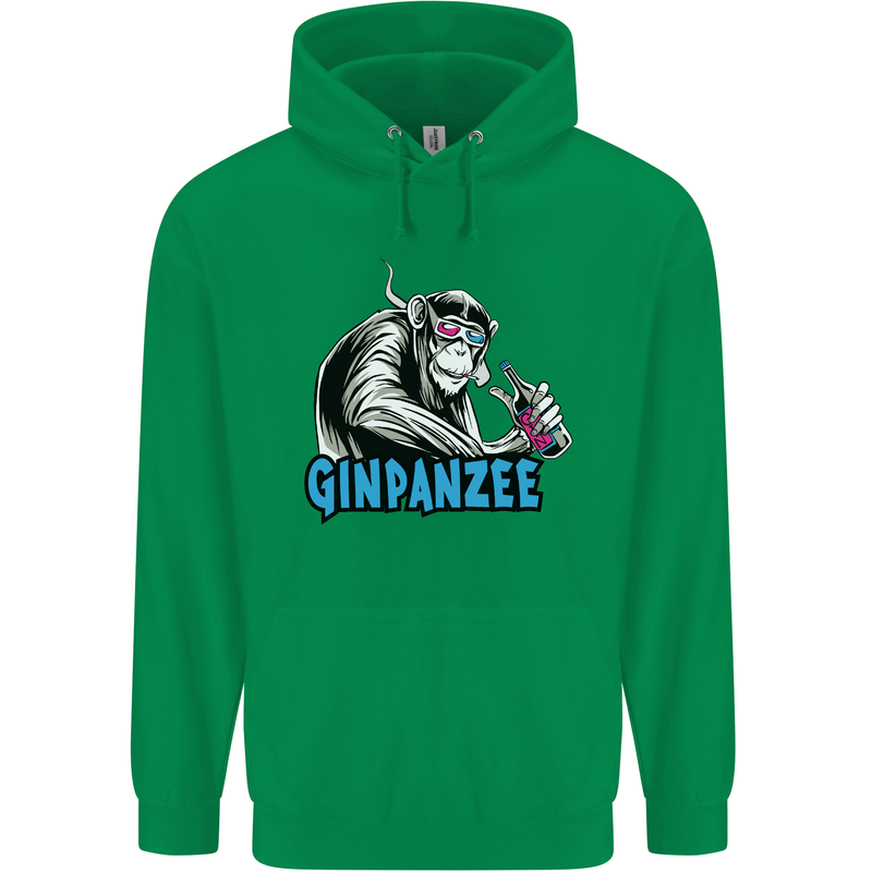 Ginpanzee Funny Gin Drinker Monkey Alcohol Childrens Kids Hoodie Irish Green