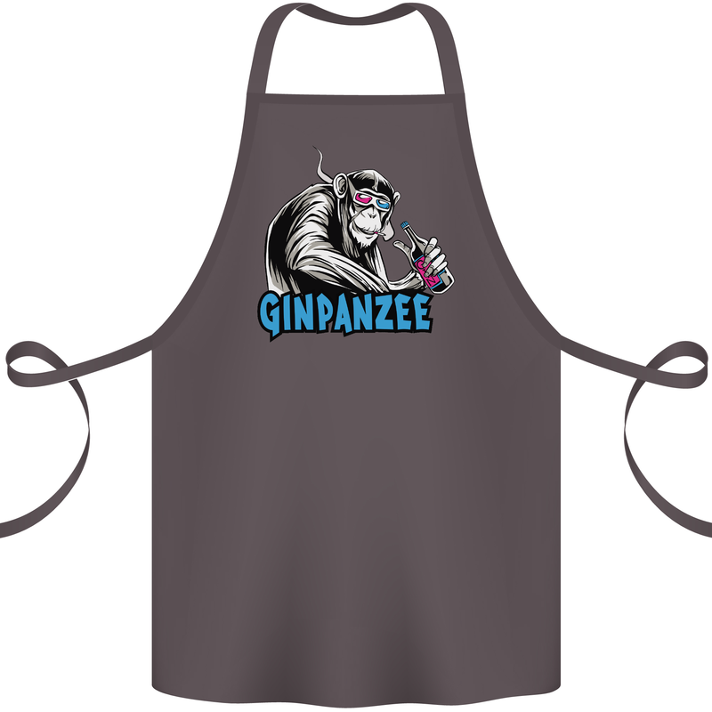 Ginpanzee Funny Gin Drinker Monkey Alcohol Cotton Apron 100% Organic Dark Grey