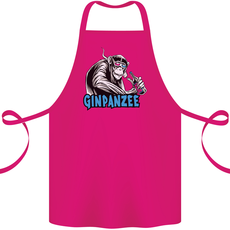 Ginpanzee Funny Gin Drinker Monkey Alcohol Cotton Apron 100% Organic Pink