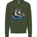 Ginpanzee Funny Gin Drinker Monkey Alcohol Kids Sweatshirt Jumper Forest Green