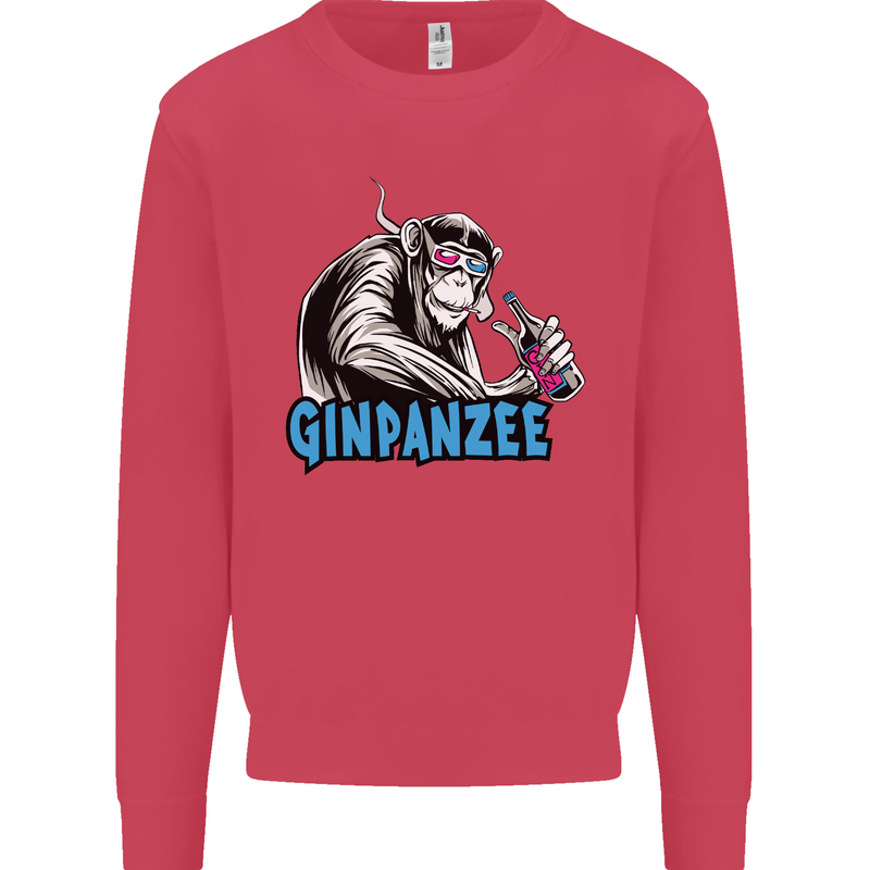 Ginpanzee Funny Gin Drinker Monkey Alcohol Kids Sweatshirt Jumper Heliconia