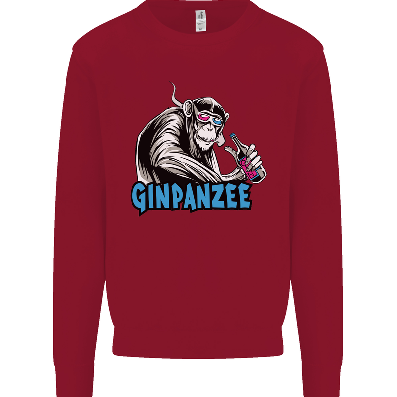 Ginpanzee Funny Gin Drinker Monkey Alcohol Kids Sweatshirt Jumper Red